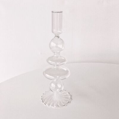 Nordic Artist Style Colorful Glass Candlesticks / Vase - 3 Balls Clear / sku983