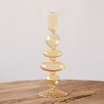 Nordic Artist Style Colorful Glass Candlesticks / Vase - 3 Balls Orange / sku985