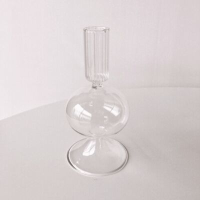 Nordic Artist Style Colorful Glass Candlesticks / Vase - Ball Clear / sku986