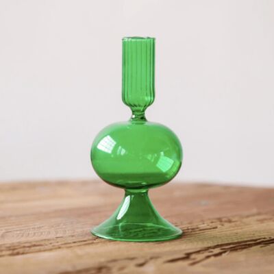 Nordic Artist Style Colorful Glass Candlesticks / Vase - Ball Green / sku987
