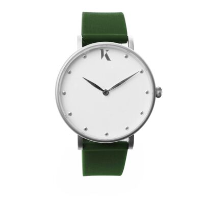 Emerald Green & Silver Silicone Watch