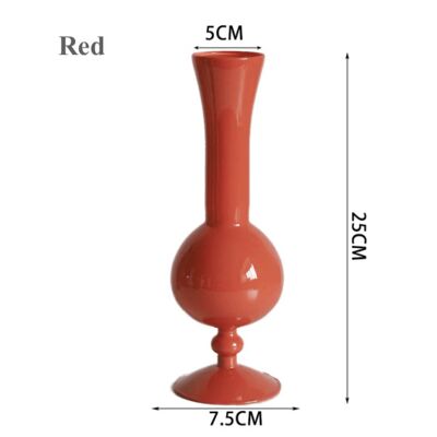 Nordic Retro Ins Style Glass Vase - Red / sku1011