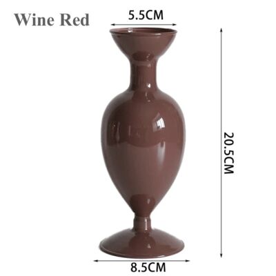 Nordic Retro Ins Style Glass Vase - Wine Red / sku1014
