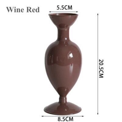 Nordic Retro Ins Style Glass Vase - Wine Red / sku1014