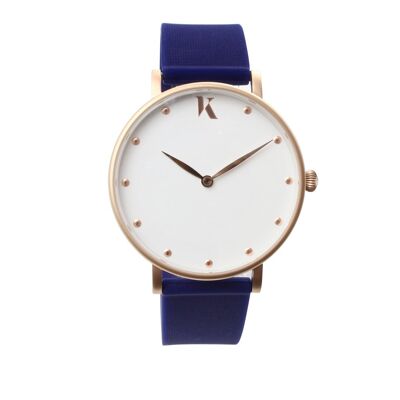 Sapphire Blue & Rose Gold Silicone Watch 30mm