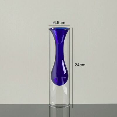 Colourful Clear Glass Vase - Blue / sku1079