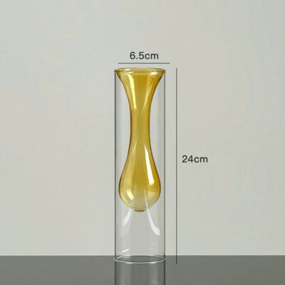 Colourful Clear Glass Vase - Yellow / sku1080