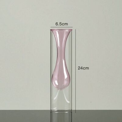 Colourful Clear Glass Vase - Pink / sku1081