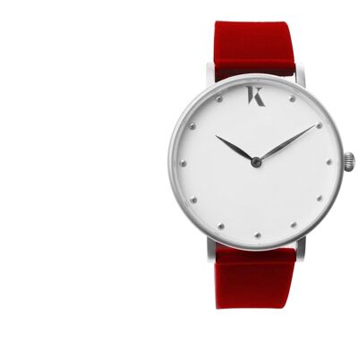 Ruby Red & Silver Silicone Watch 30mm