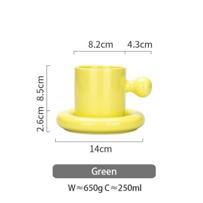 Creative Ceramic Coffee Mug With Cup Saucer - Green / sku1109