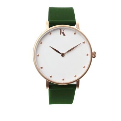 Emerald Green & Rose Gold Silicone Watch 30mm