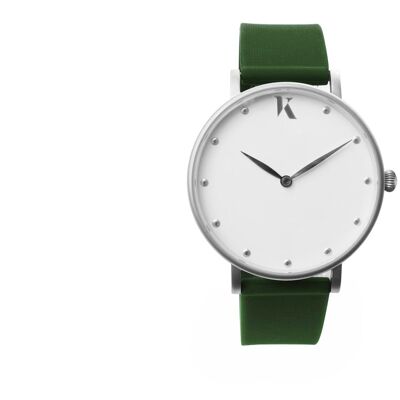 Emerald Green & Silver Silicone Watch 30mm