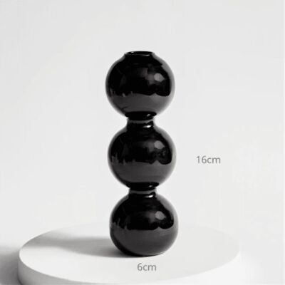 Creative Glass Bubble Vase - Short (3 balls) - Black / sku1130