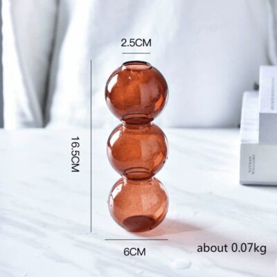 Creative Glass Bubble Vase - Short (3 balls) - Brown / sku1131