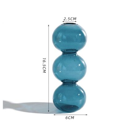 Creative Glass Bubble Vase - Short (3 balls) - Dark Green / sku1132