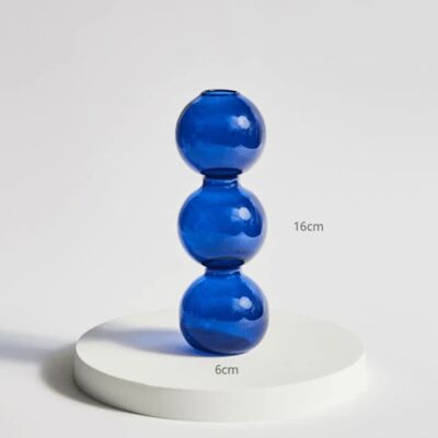 Creative Glass Bubble Vase - Short (3 balls) - Blue / sku1133