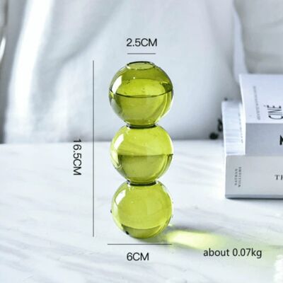 Creative Glass Bubble Vase - Short (3 balls) - Lime Green / sku1136