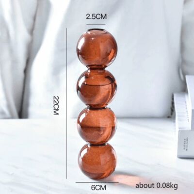 Creative Glass Bubble Vase - Tall (4 balls) - Brown / sku1139