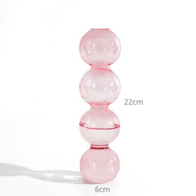 Creative Glass Bubble Vase - Tall (4 balls) - Pink / sku1143