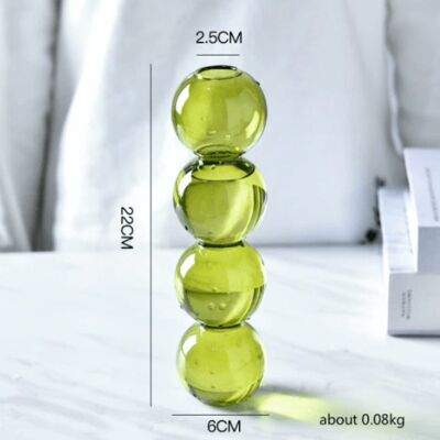 Creative Glass Bubble Vase - Tall (4 balls) - Lime Green / sku1144