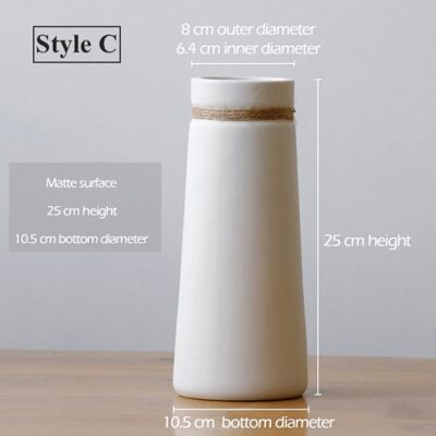 White Ceramic Vases with Rope - Style C / sku1153