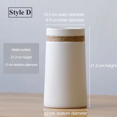 White Ceramic Vases with Rope - Style D / sku1154
