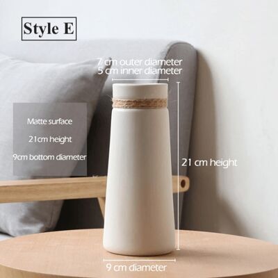 White Ceramic Vases with Rope - Style E / sku1155
