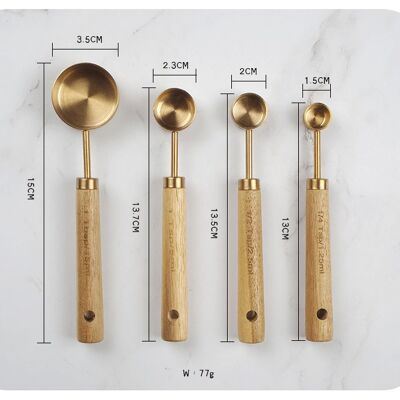 Gold Stainless Steel Measuring Cups Set - 4 spoons / sku1171