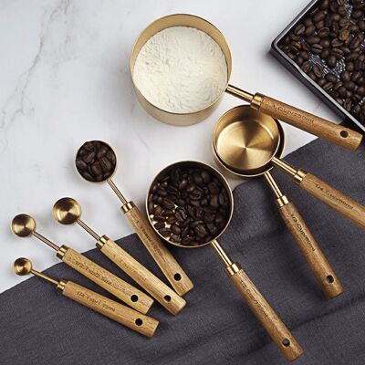 Gold Stainless Steel Measuring Cups Set - 4 cups + 4 spoons / sku1173
