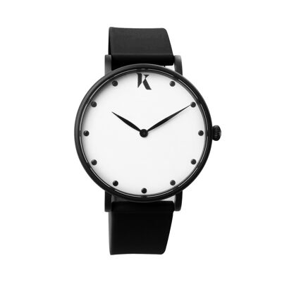 Jet Black & Black Silicone Watch 30mm