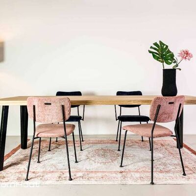 Table en chêne DREAUM Elegante - 160 x 80 cm - noir mat - chêne chaud