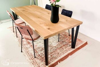 Table en chêne DREAUM Elegante - 160 x 80 cm - noir mat - chêne chaud 2