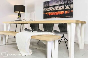 Table en chêne DREAUM Elegante - 160 x 80 cm - blanc mat - chêne clair 6