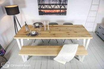 Table en chêne DREAUM Elegante - 160 x 80 cm - blanc mat - chêne clair 7