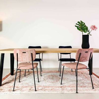 Tafel eiken DREAUM Elegante - 240 x 100 cm - mat zwart - wit eiken