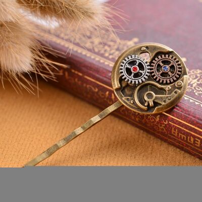 Pinza para el pelo con movimiento de reloj vintage