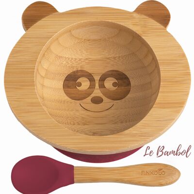 Le Bambol Panda - Bol Ventouse et Cuillère en Bambou pour Bébé