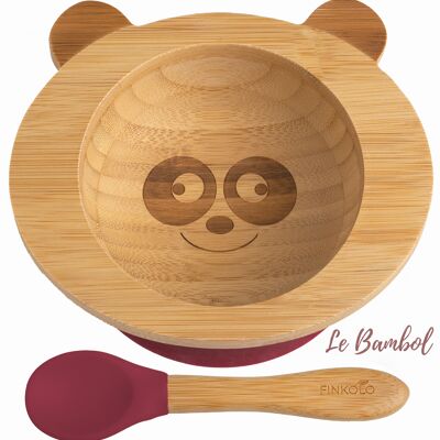 Le Bambol Panda - Bol Ventouse et Cuillère en Bambou pour Bébé