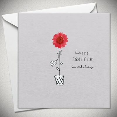 80 happy EIGHTIETH birthday – red daisy - BexyBoo088