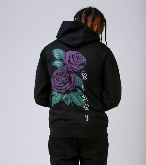 Black Rich Rose Hoodie - Regular Fit