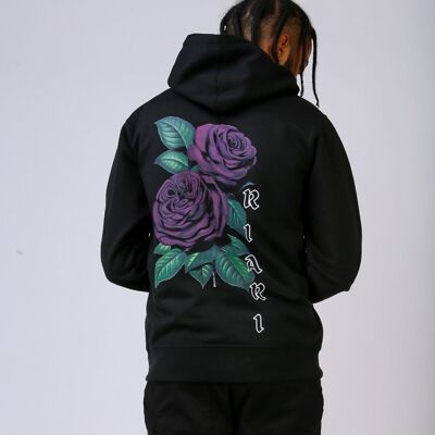 Black Rich Rose Hoodie - Regular Fit