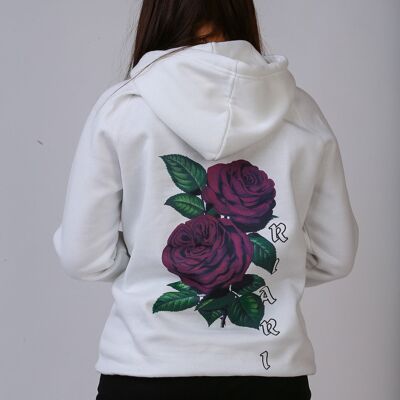 White Rich Rose Fitted Hoodie