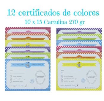 12 Certificats de couleurs pour la carie dentaire Ratoncito Pérez. porte magique. Reçus. Disponible en espagnol et en français 2