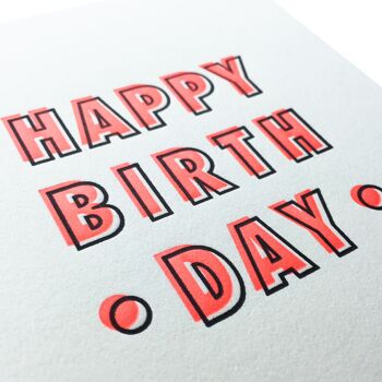 Carte imprimée typographique de luxe joyeux anniversaire au néon 2