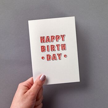 Carte imprimée typographique de luxe joyeux anniversaire au néon 3
