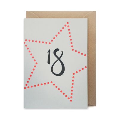 Tarjeta de cumpleaños con hito impreso en tipografía de lujo de 18 estrellas