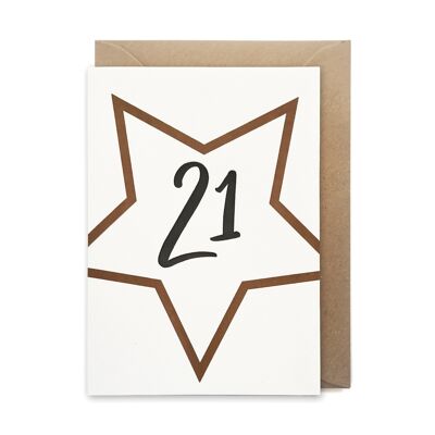 Tarjeta de cumpleaños con hito impreso en tipografía de lujo de 21 estrellas