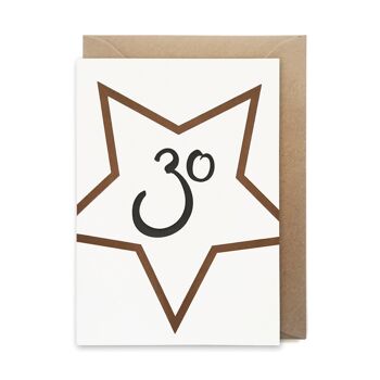 Carte d'anniversaire imprimée en typographie de luxe 30 étoiles 1