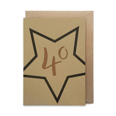 40 star luxury letterpress printed milestone birthday card