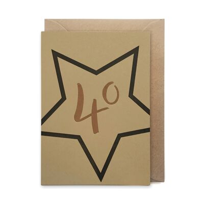 Carte d'anniversaire imprimée en typographie de luxe 40 étoiles